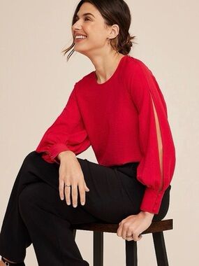 Maurices Red Split-Sleeve Balloon Blouse, XL